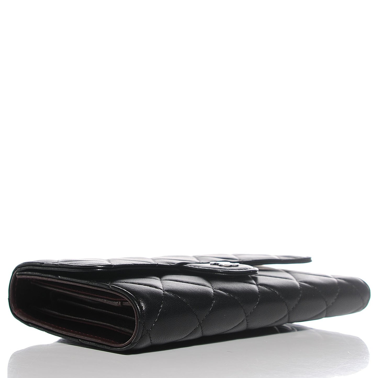 Lambskin Quilted Large Flap Wallet Black
