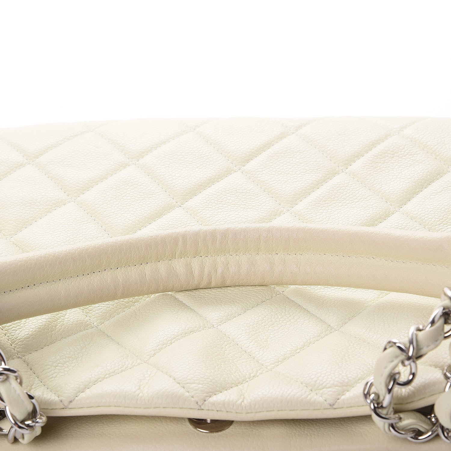 Chanel Caviar Quilted Expandable Zip Shoulder Bag Ivory 8 of 12