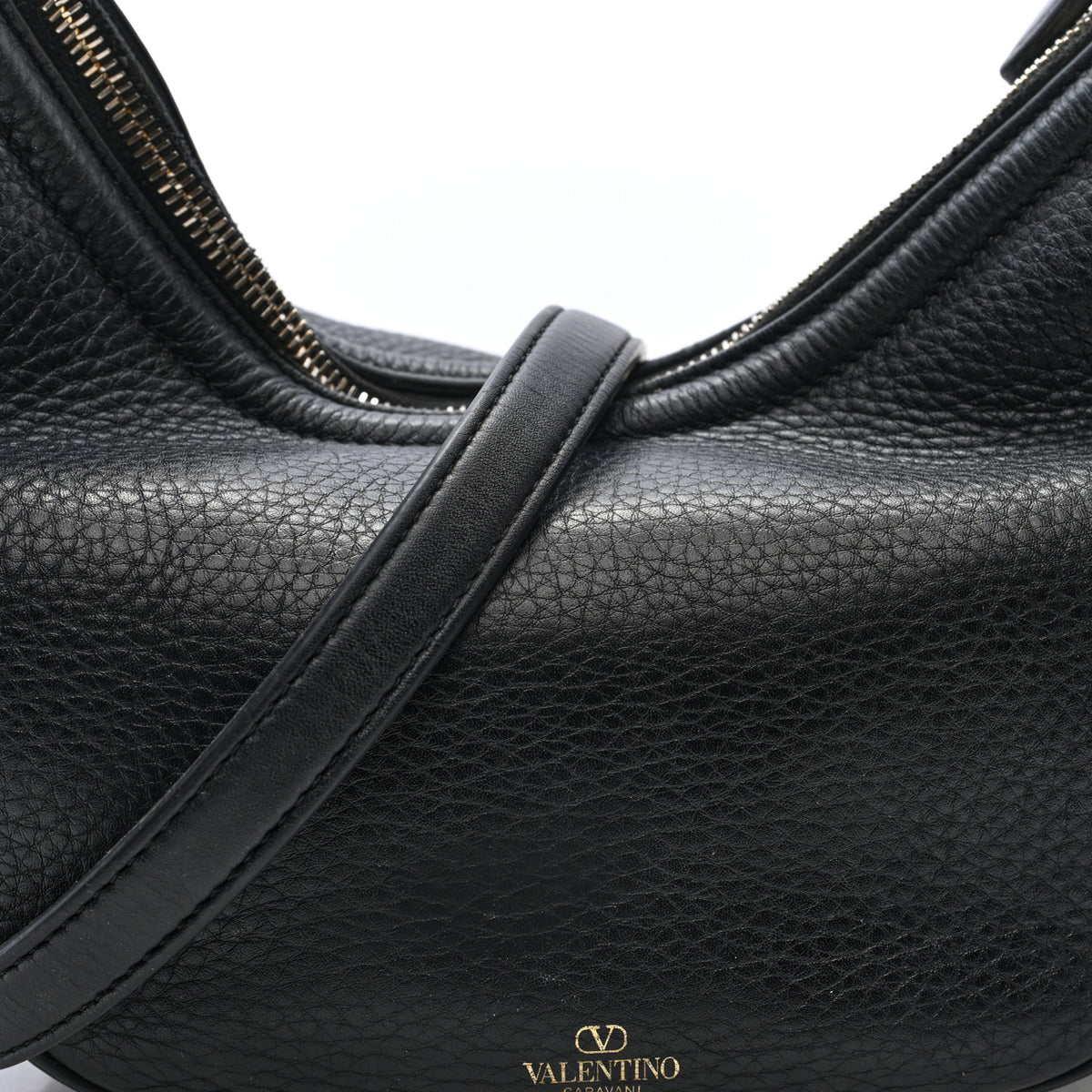 Valentino Garavani Grainy Calfskin Small Vlogo Moon Hobo Bag Black 7 of 9