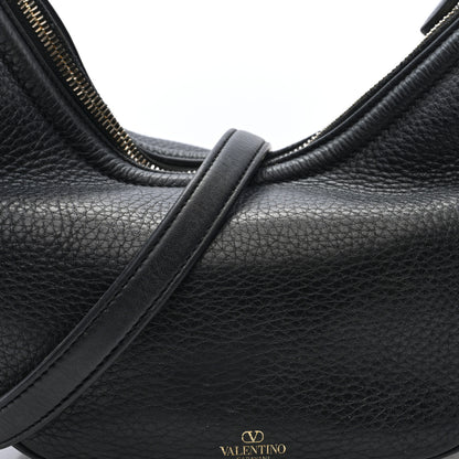 Valentino Garavani Grainy Calfskin Small Vlogo Moon Hobo Bag Black 7 of 9