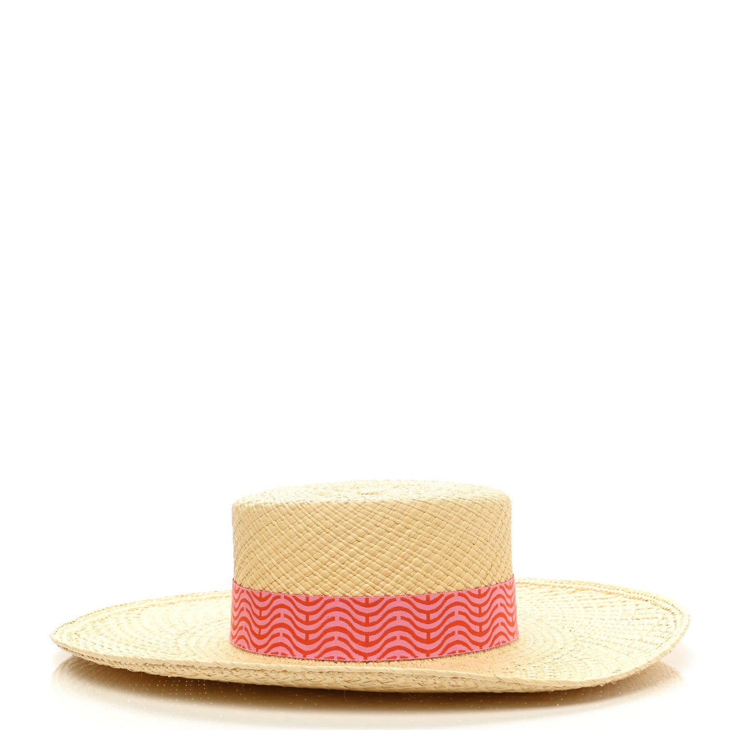 Hermes Straw Panama Elettra Hat 57 Naturel Rose Orange 5 of 8
