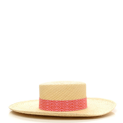 Hermes Straw Panama Elettra Hat 57 Naturel Rose Orange 5 of 8