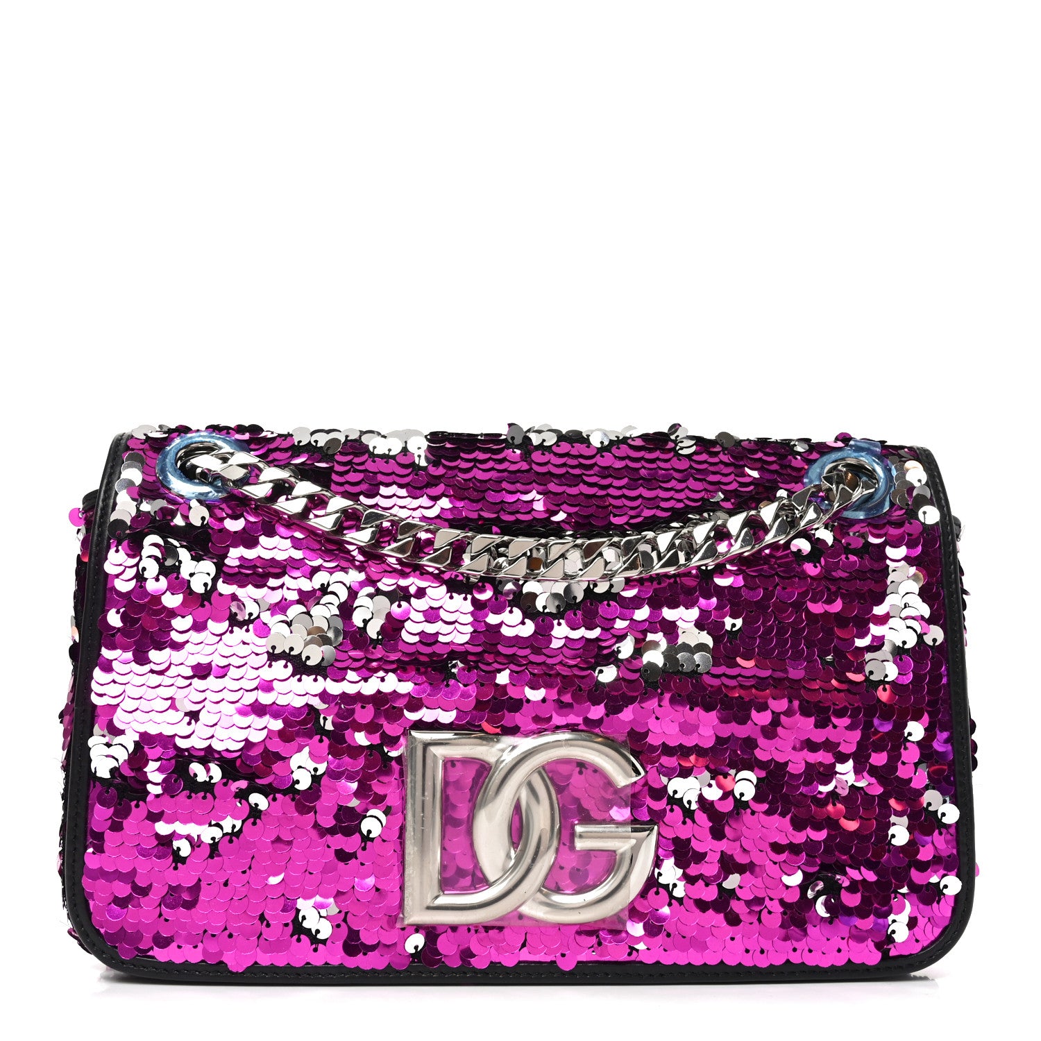 Dolce & Gabbana Sequin DG 3.5 Shoulder Bag Fuxia Argento 1 of 9