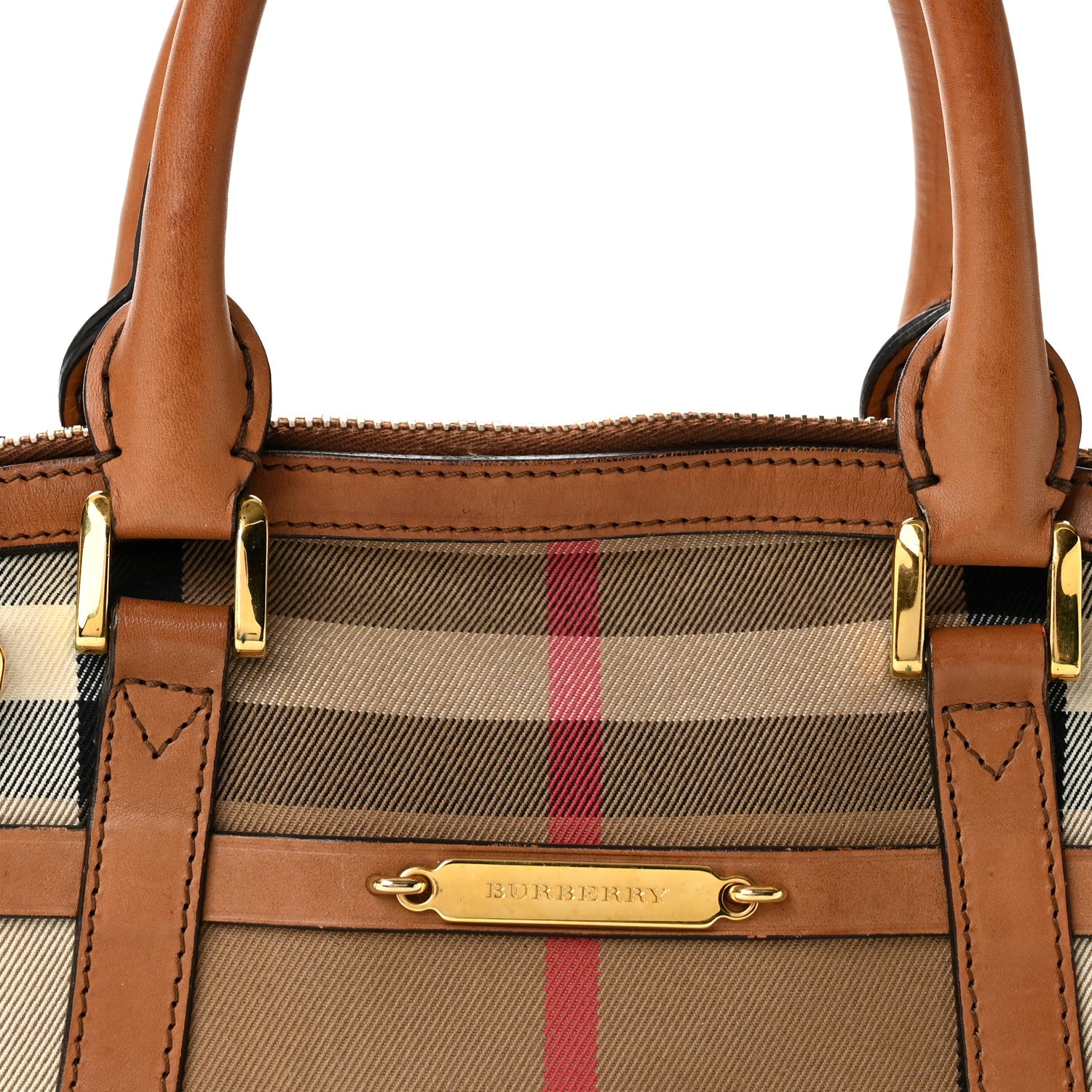 Burberry Bridle Calfskin House Check Small Orchard Bowling Bag Brown Ochre 9 of 14