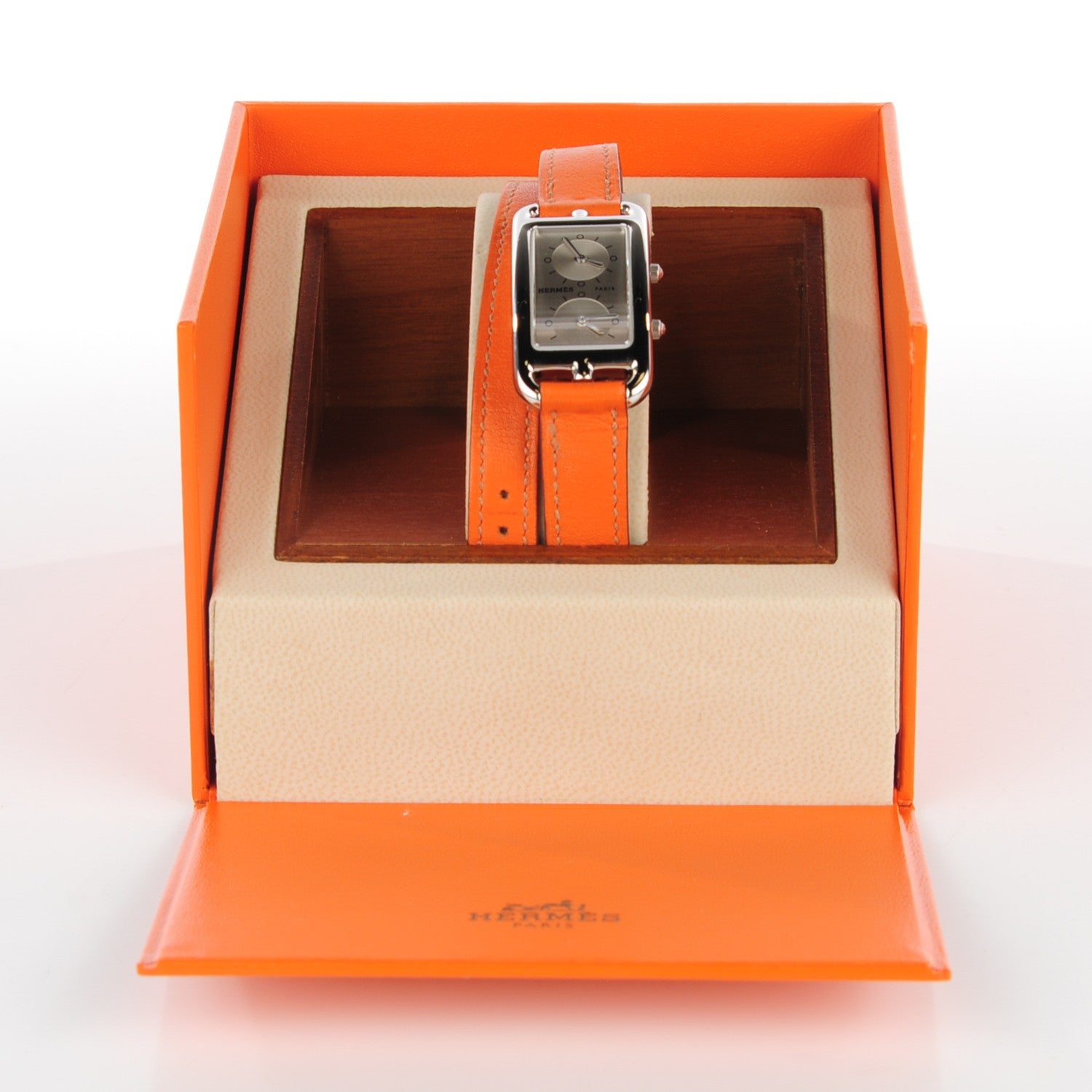 Hermes Stainless Steel Swift 20mm Cape Cod Double Tour Deux Zones Quartz Watch Orange 7 of 7
