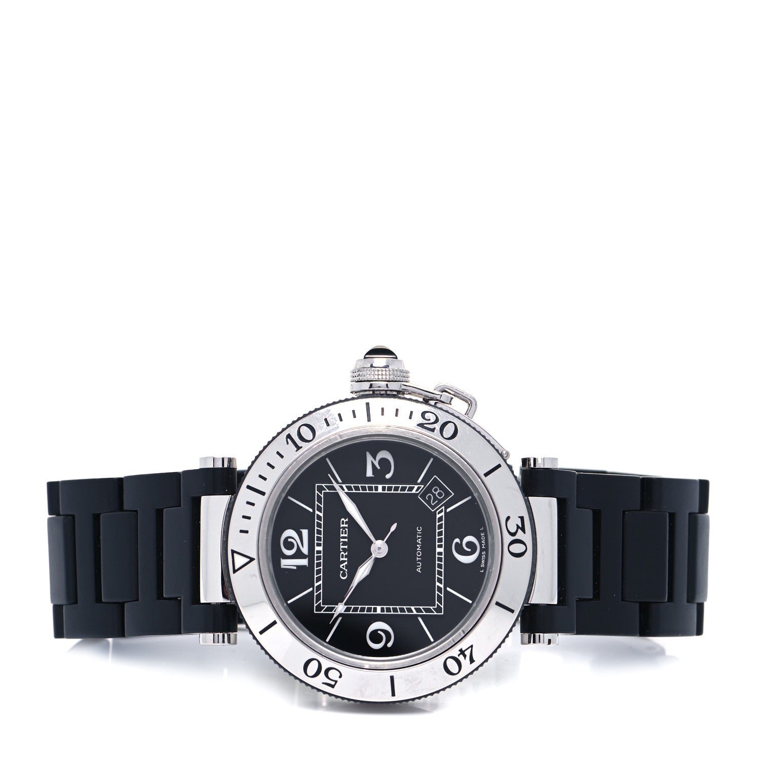 Cartier Stainless Steel Rubber 40mm Pasha C Seatimer Automatic Watch Black 2 of 4