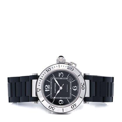 Cartier Stainless Steel Rubber 40mm Pasha C Seatimer Automatic Watch Black 2 of 4