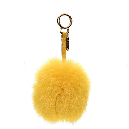 Fendi Fox Fur Pom Pom Bag Charm Yellow 1 of 5