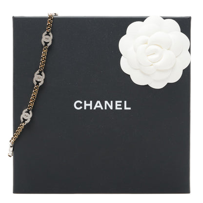 Chanel Crystal Chain CC Link Choker Gold Silver 5 of 5