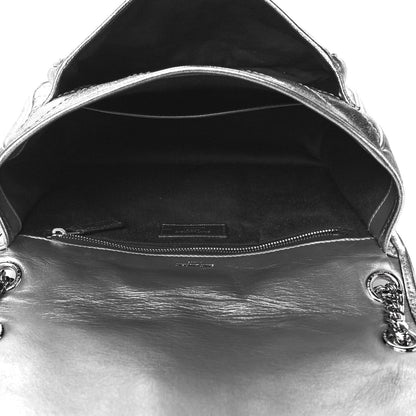 Saint Laurent Metallic Lambskin Matelasse Monogram Medium Niki Chain Satchel Argento 4 of 4
