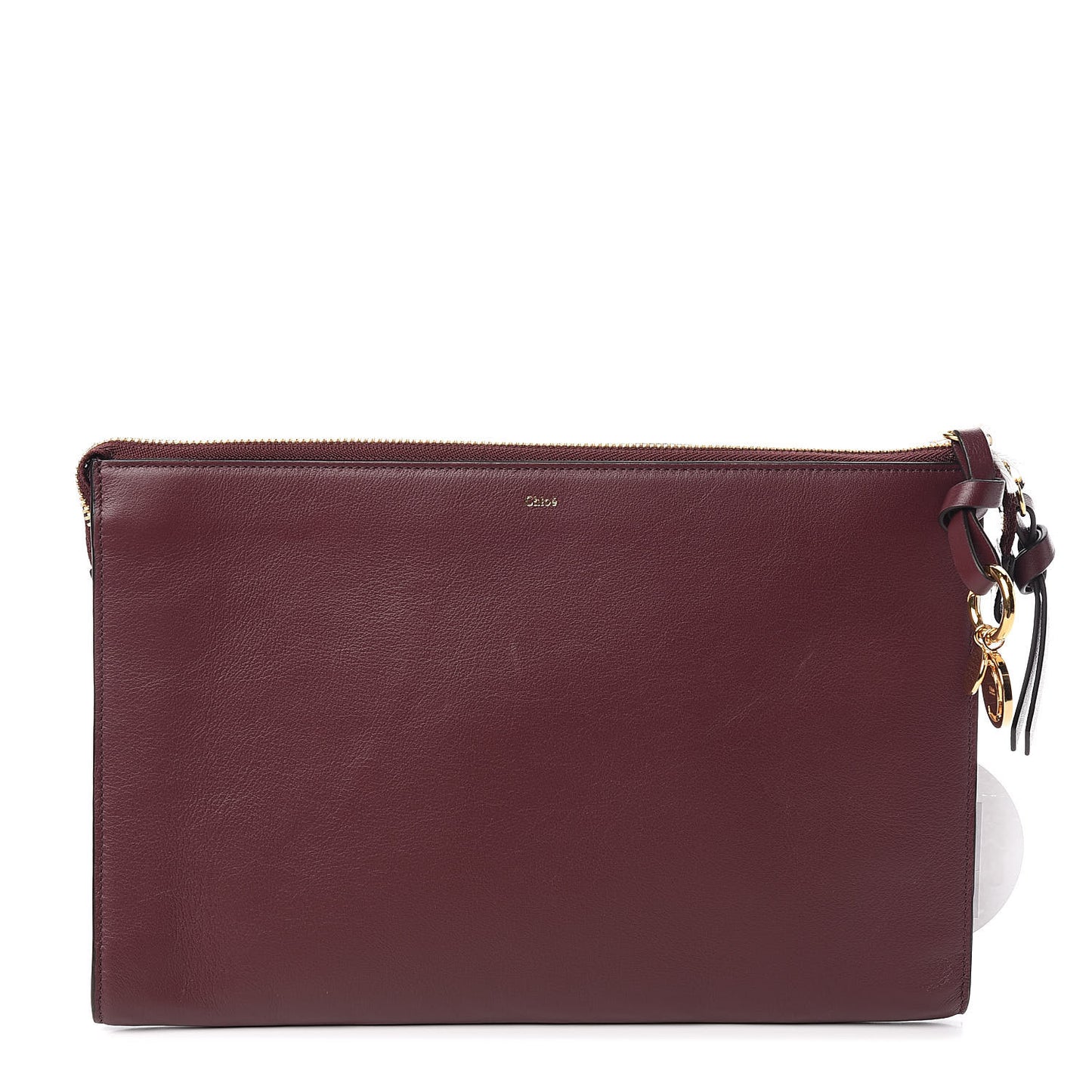 Calfskin Flat Pouch Clutch Brown