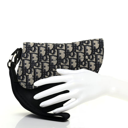Christian Dior Grained Calfskin Oblique Saddle Wristlet Blue 2 of 6