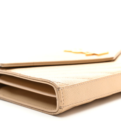 Saint Laurent Grain De Poudre Matelasse Chevron Monogram Chain Wallet Nude Powder 8 of 10