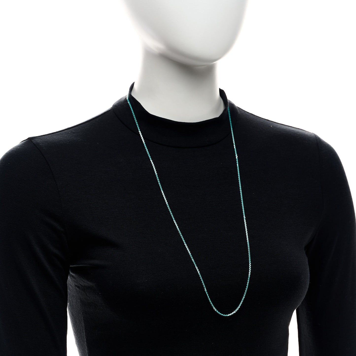 Sterling Silver Enamel 1.75mm Chain Necklace 30" Blue