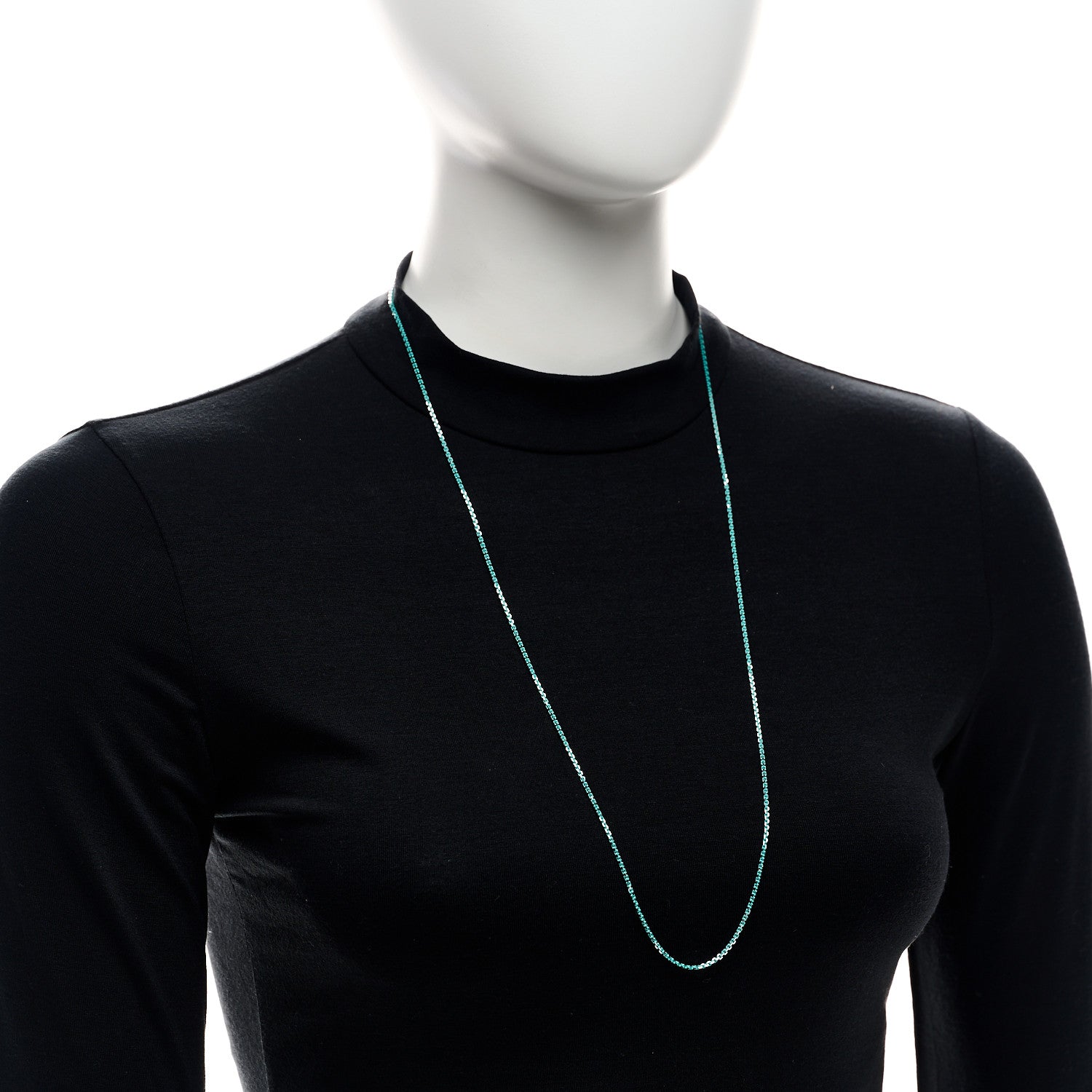 Tiffany Sterling Silver Enamel 1.75mm Chain Necklace 30" Blue 2 of 6