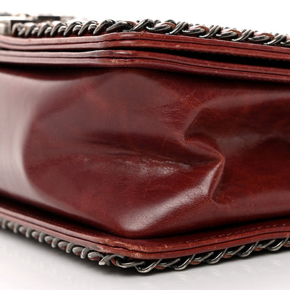 Chanel Glazed Calfskin Quilted Medium Boy Chained Flap Bordeaux 10 of 11
