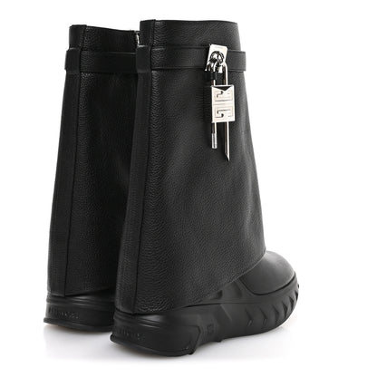 Givenchy Grained Calfskin Shark Lock Biker Ankle Boots 36 Black 5 of 8