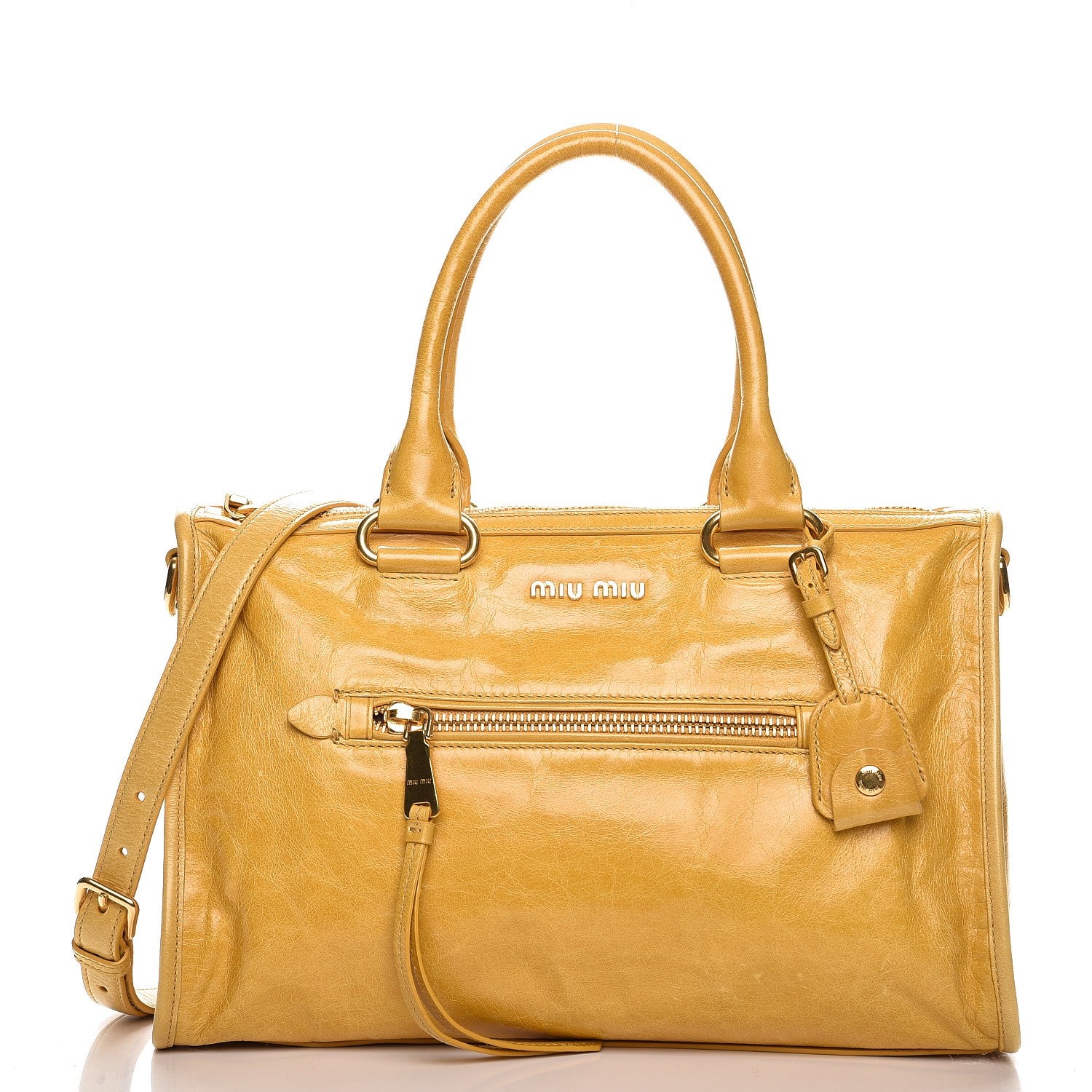 Miu Miu Vitello Shine Zip Tote Mimosa 1 of 8