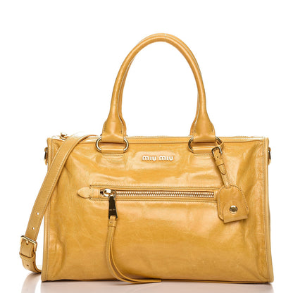 Miu Miu Vitello Shine Zip Tote Mimosa 1 of 8