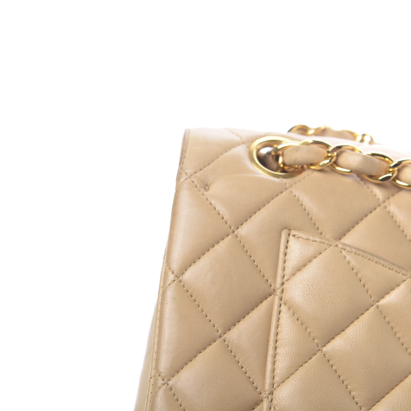 Lambskin Quilted Small Double Flap Beige