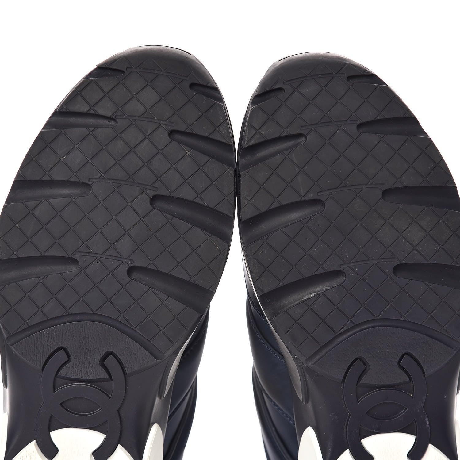 Chanel Nylon Calfskin CC Sneakers 37 Navy White 10 of 11