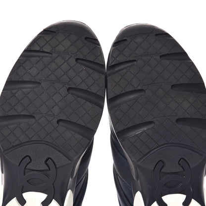 Chanel Nylon Calfskin CC Sneakers 37 Navy White 10 of 11