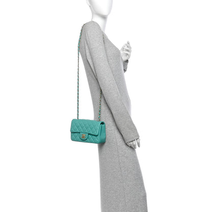 Chanel Lambskin Quilted Mini Rectangular Flap Turquoise 2 of 13