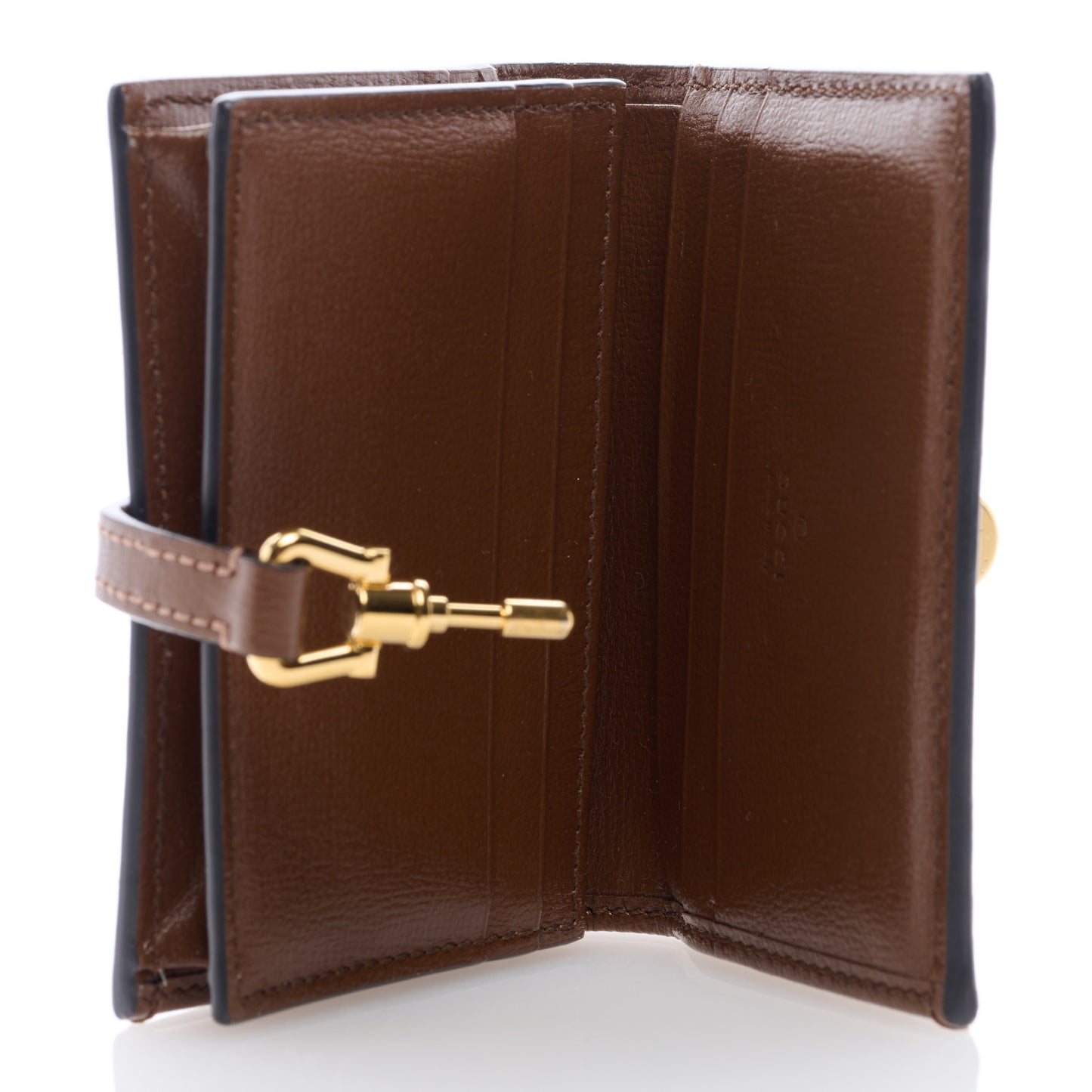 GG Supreme Monogram Textured Calfskin Web Jackie 1961 Card Case Beige Ebony Brown Sugar