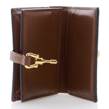 Gucci GG Supreme Monogram Textured Calfskin Web Jackie 1961 Card Case Beige Ebony Brown Sugar 5 of 6