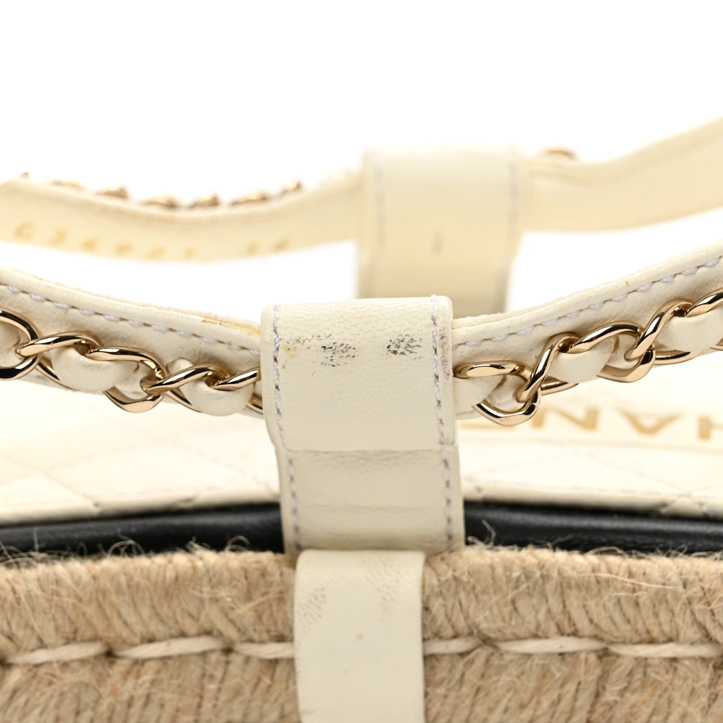 Lambskin Chain CC Thong Espadrille Sandals 36 White