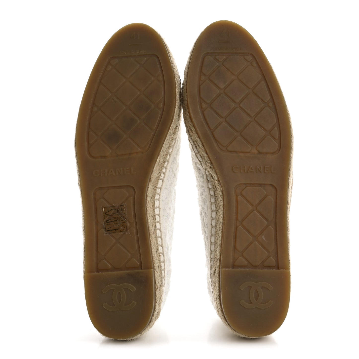 Tweed Grosgrain CC Espadrilles 41 White Black