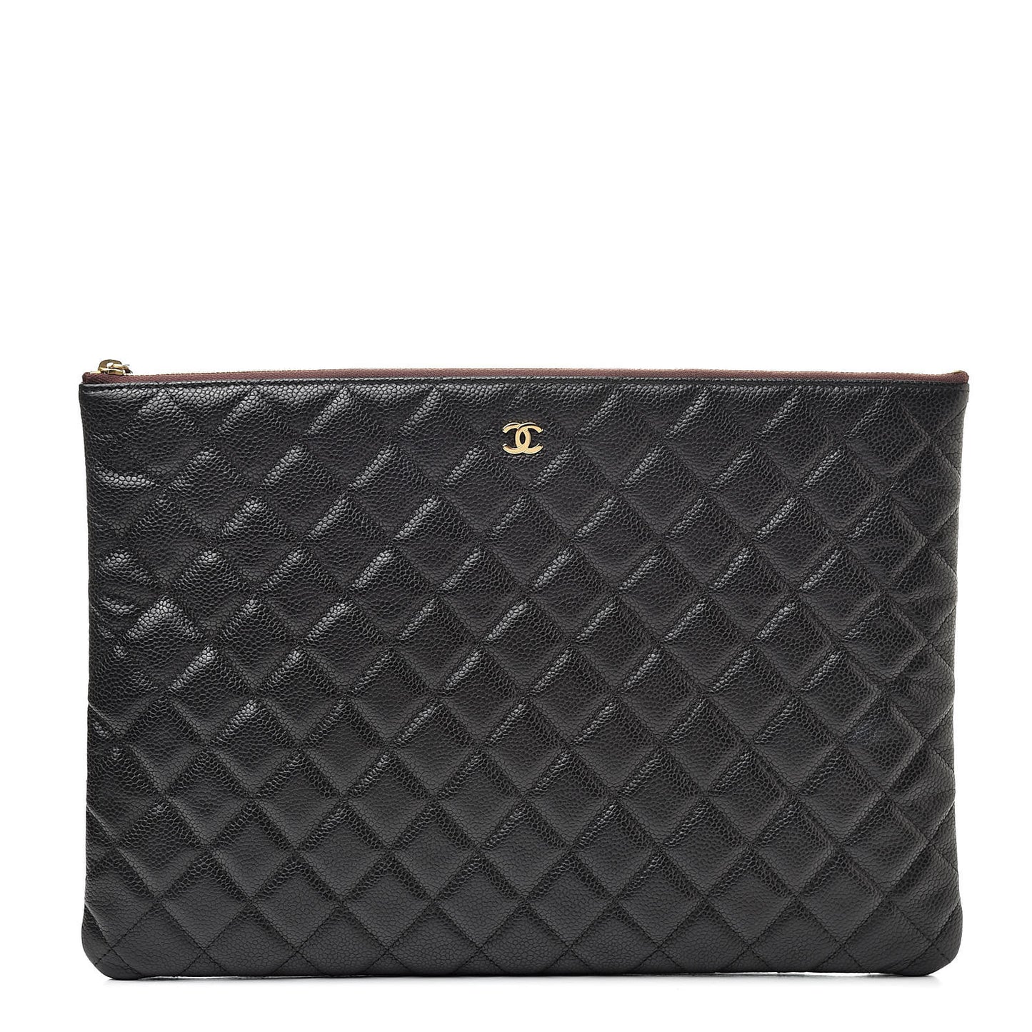 Caviar Quilted Large Cosmetic Case Black