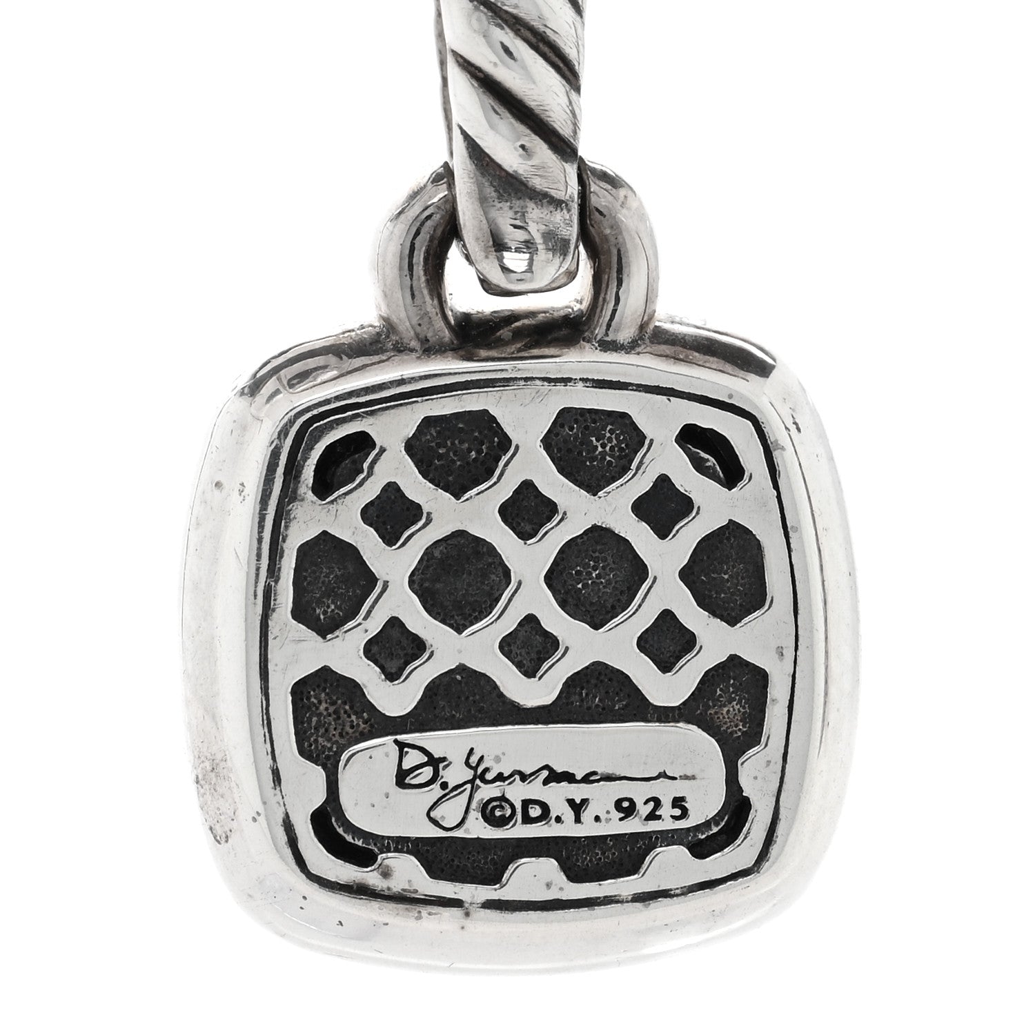 David Yurman Sterling Silver Diamond Black Onyx 11mm Albion Enhancer Pendant 3 of 3