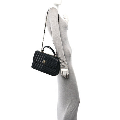 Chanel Lambskin Chevron Quilted Medium Trendy CC Dual Handle Flap Bag Black 2 of 10
