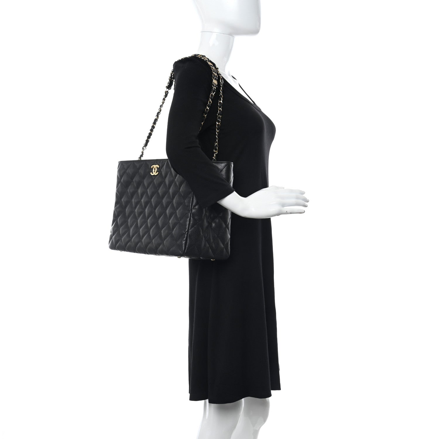 Chanel Caviar Quilted Small Shopping Tote Black 2 of 11