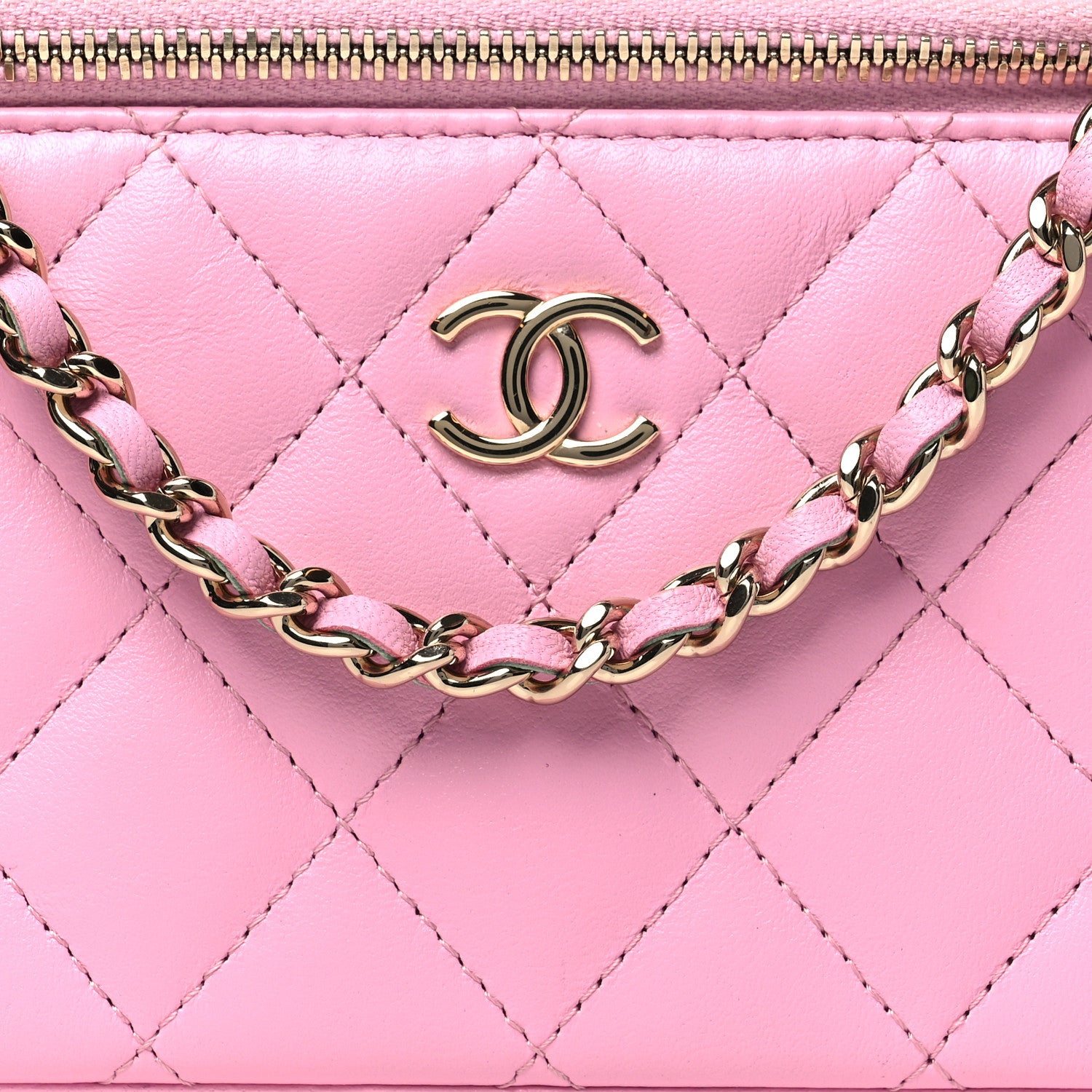 Chanel Lambskin Quilted Small Top Handle Vanity Case With Chain Lilac Light Green 8 of 11