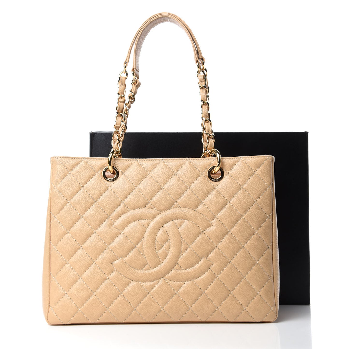 Caviar Quilted Grand Shopping Tote GST Beige Clair