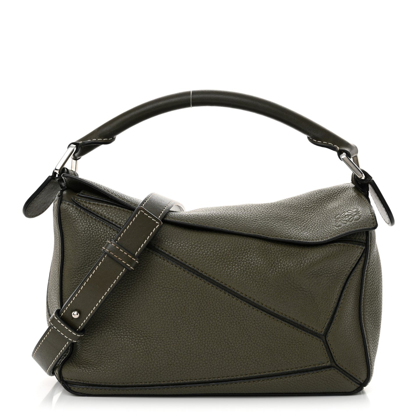 Calfskin Small Puzzle Bag Khaki Green