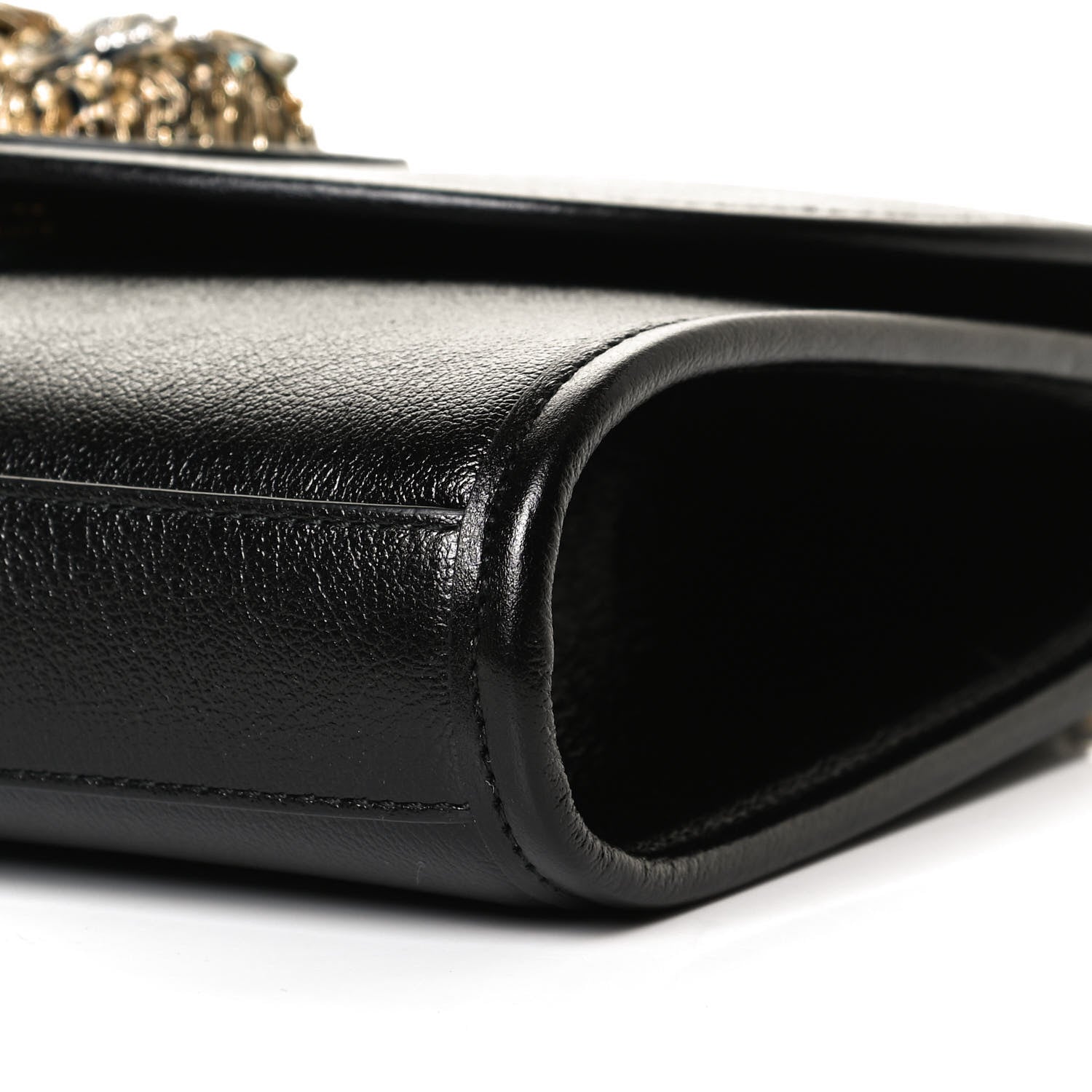 Gucci Textured Calfskin Web Small Rajah Slim Flap Shoulder Bag Black 11 of 12