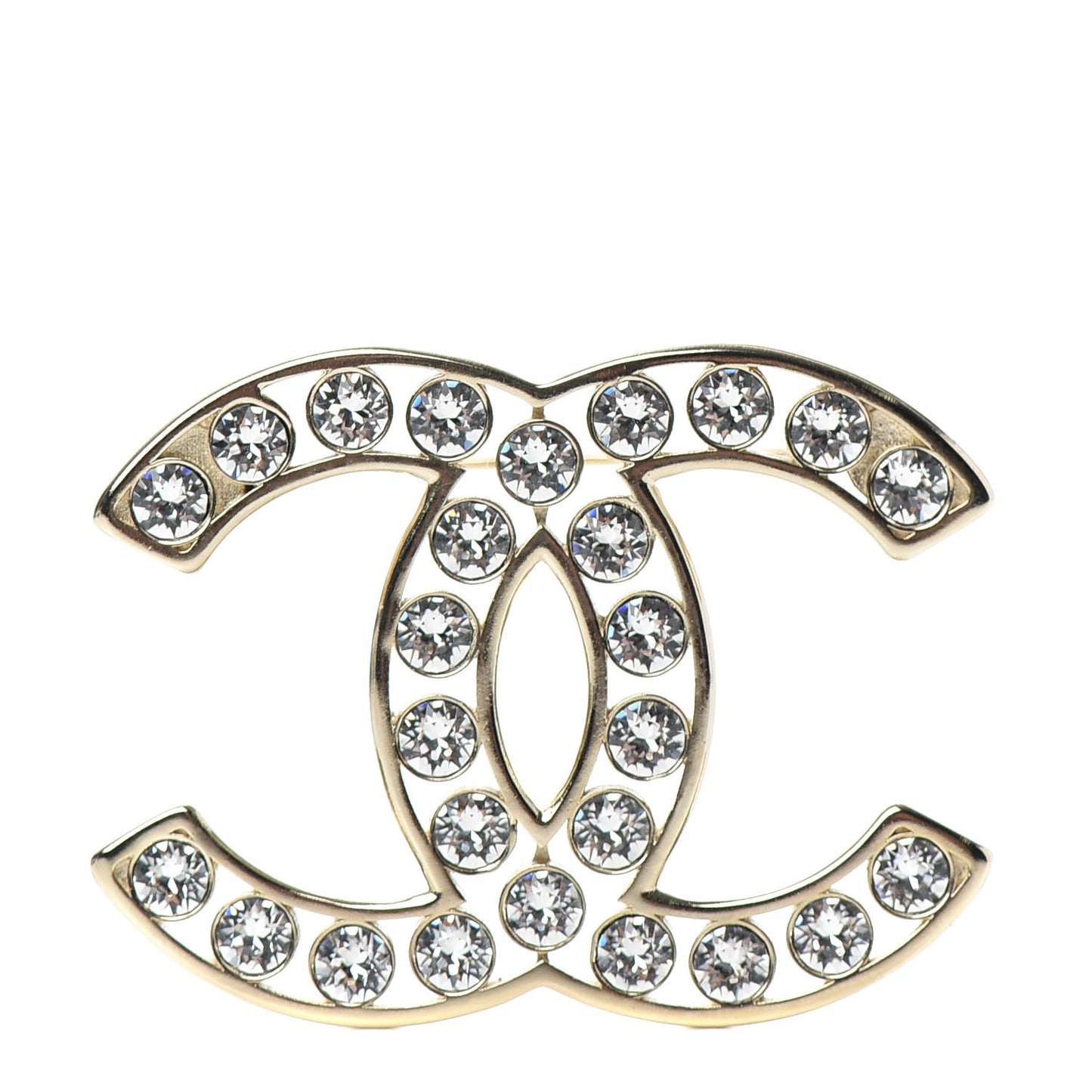 Crystal CC Brooch Light Gold