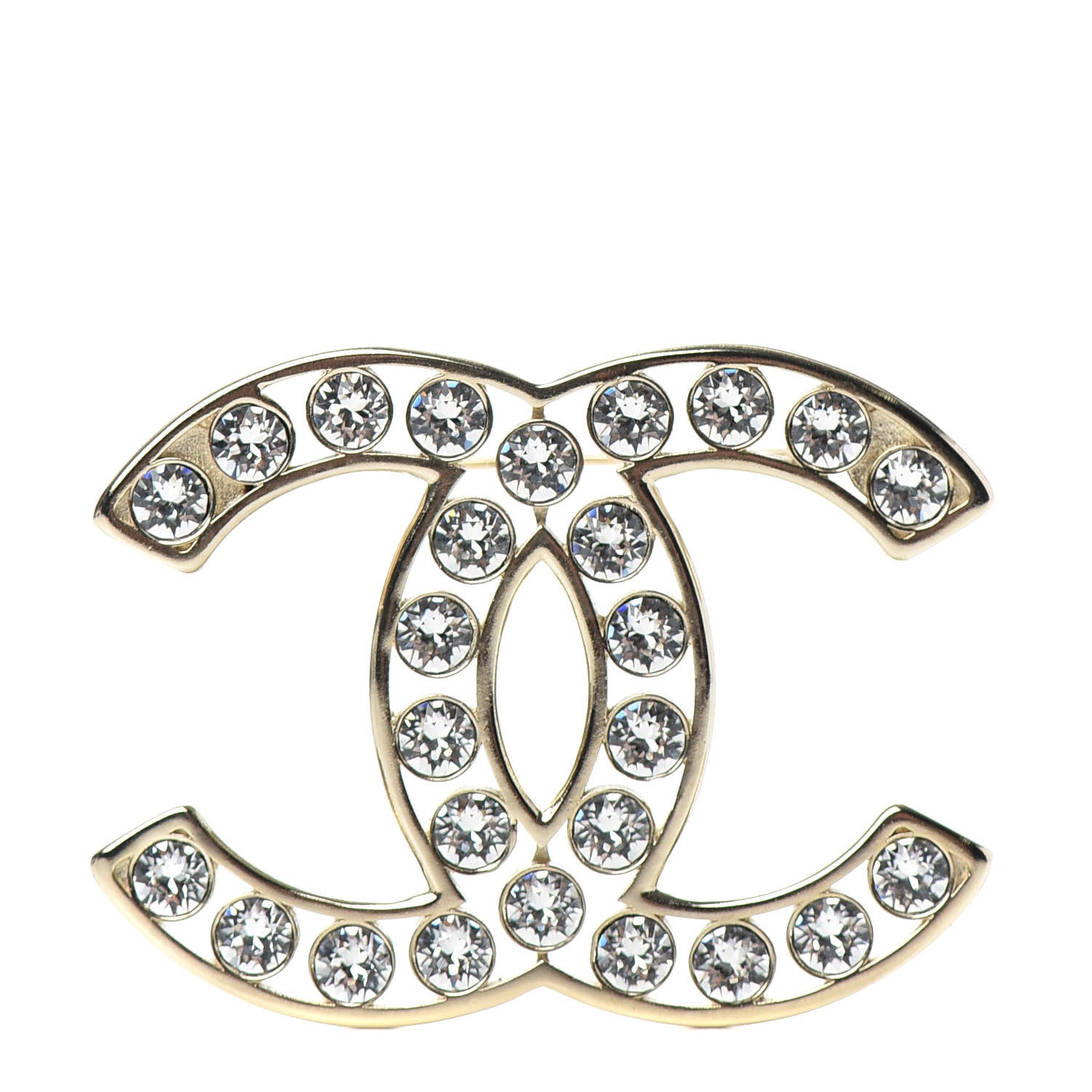 Chanel Crystal CC Brooch Light Gold 1 of 4