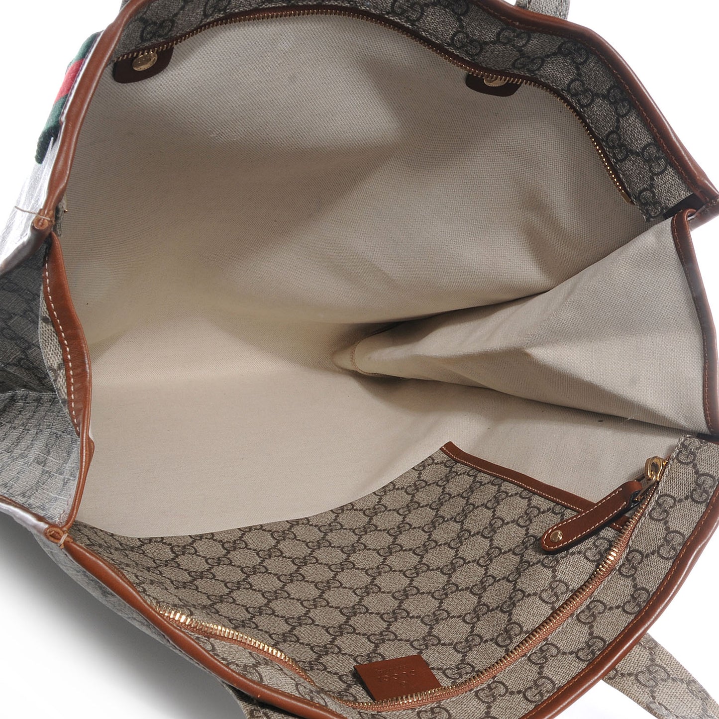 GG Plus Monogram Large Signature Web Loop Tote Brown