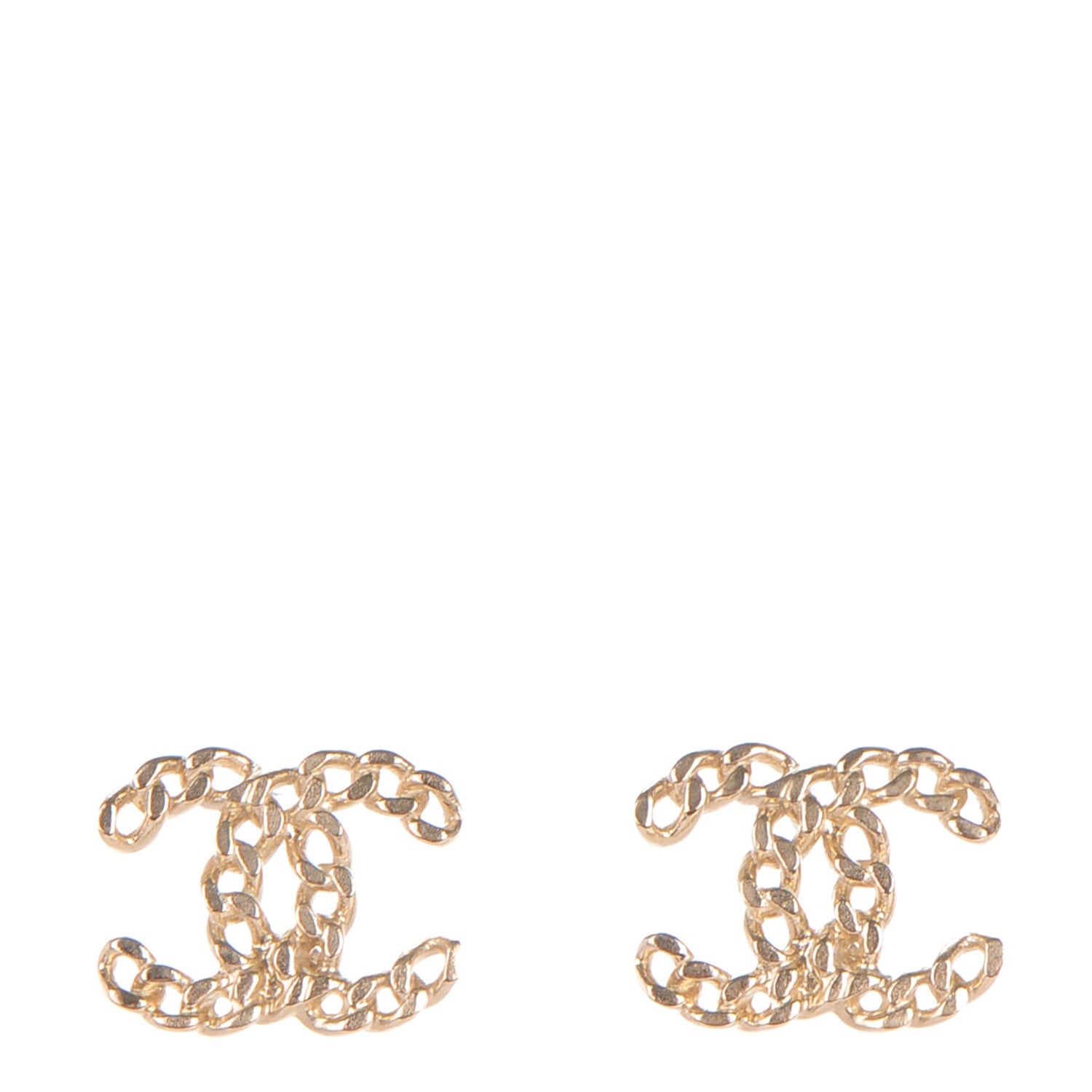 Chanel Metal Chain Link CC Earrings Gold 1 of 5