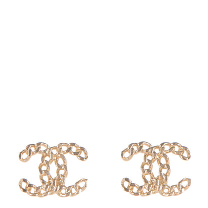 Chanel Metal Chain Link CC Earrings Gold 1 of 5
