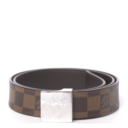 Louis Vuitton Damier Ebene LV Paris Buckle Belt 80 32 Silver 1 of 6