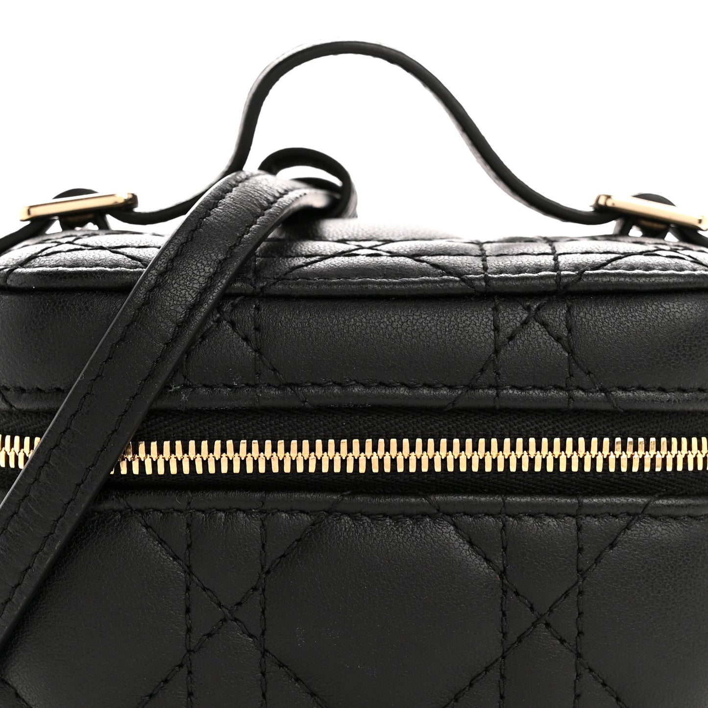 Lambskin Cannage Micro Lady Dior Vanity Case Black