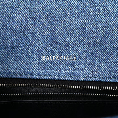Balenciaga Nappa Denim Printed Small Hourglass Top Handle Bag Denim Blue 6 of 12