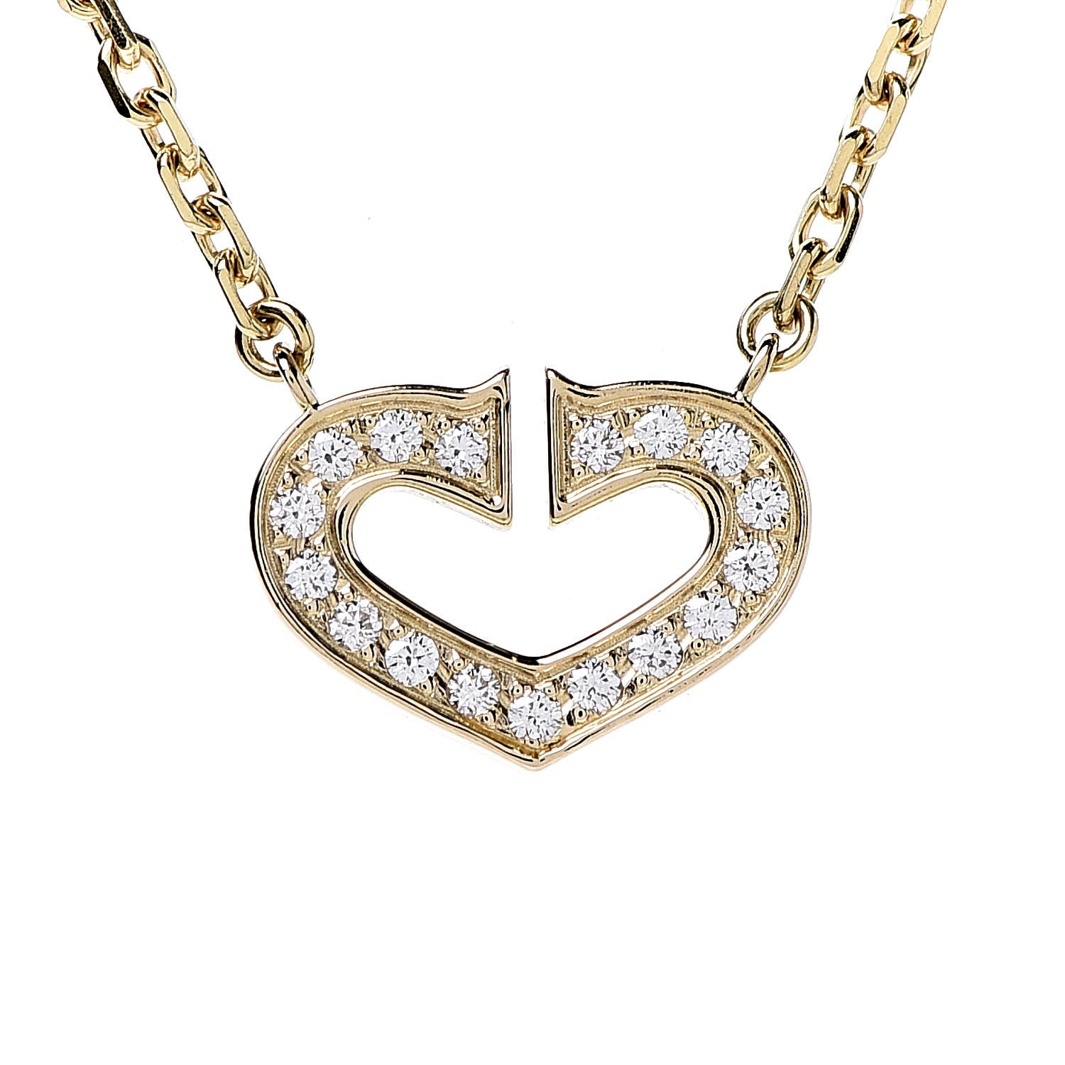 Cartier 18K Yellow Gold Diamond Hearts And Symbols Pendant Necklace 4 of 7