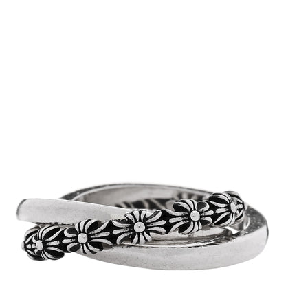 Chrome Hearts Sterling Silver Tiny E CH Plus Cross Triple Interlocking Ring 54 7 1 of 5
