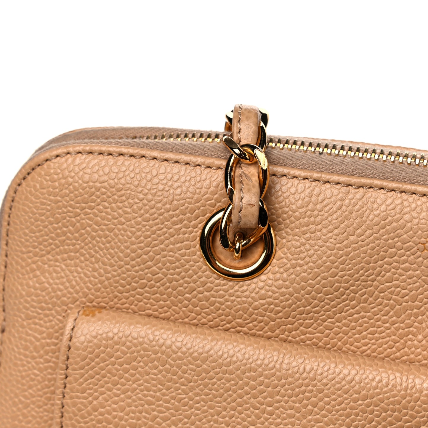 Caviar Flap Shoulder Bag Beige